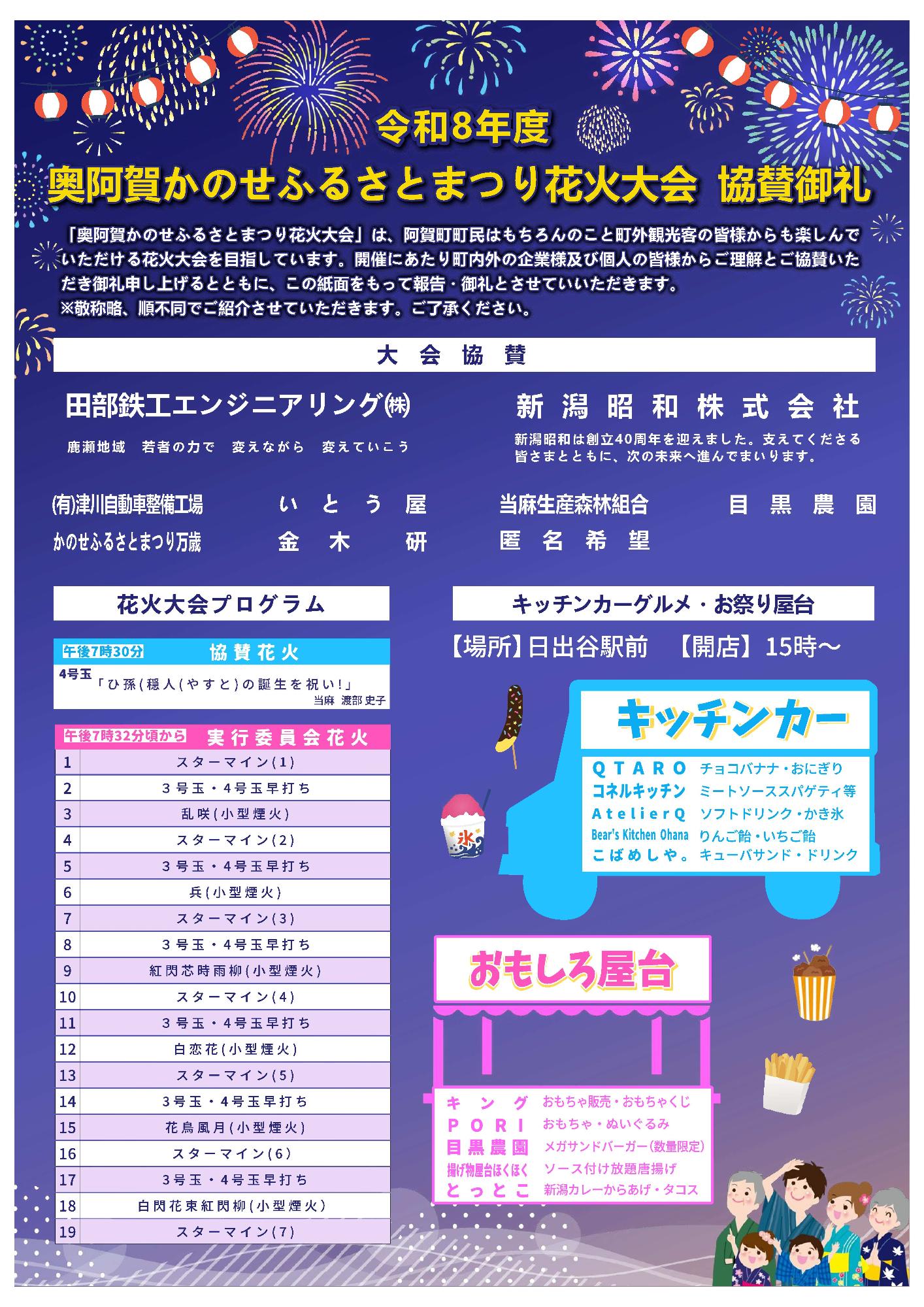 奥阿賀かのせふるさとまつり花火大会