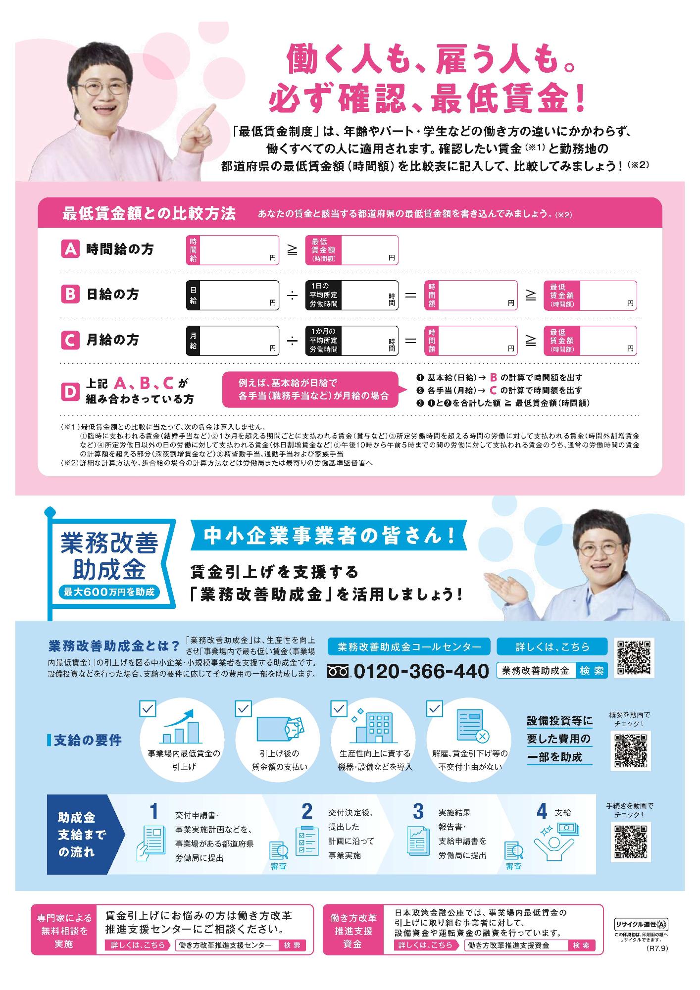 最低賃金のお知らせ